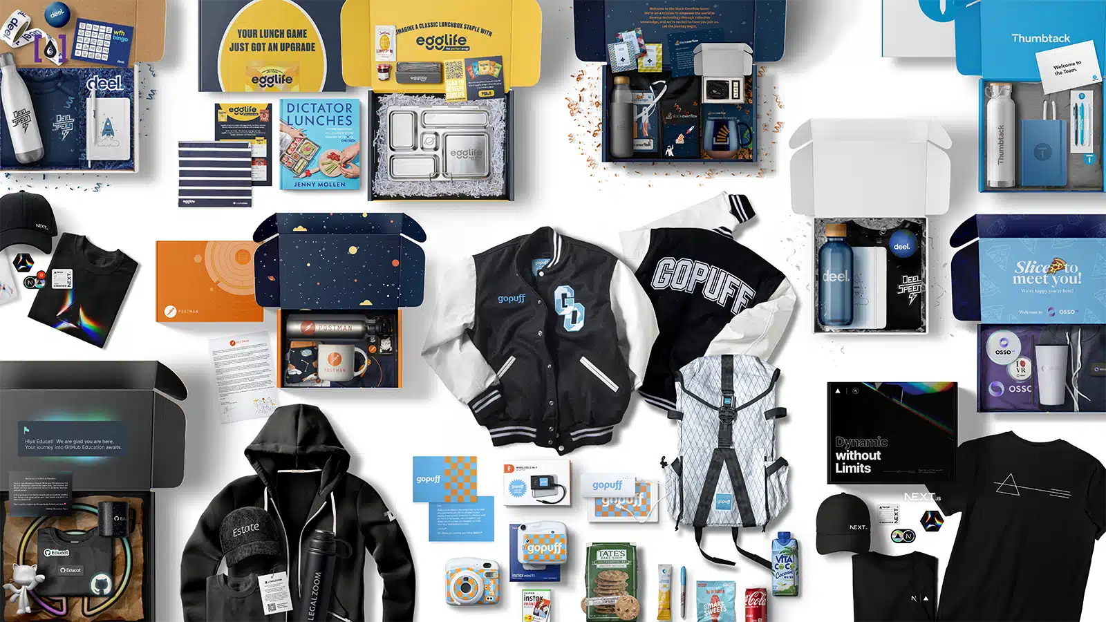 Collage of different brand merchandise and gifts